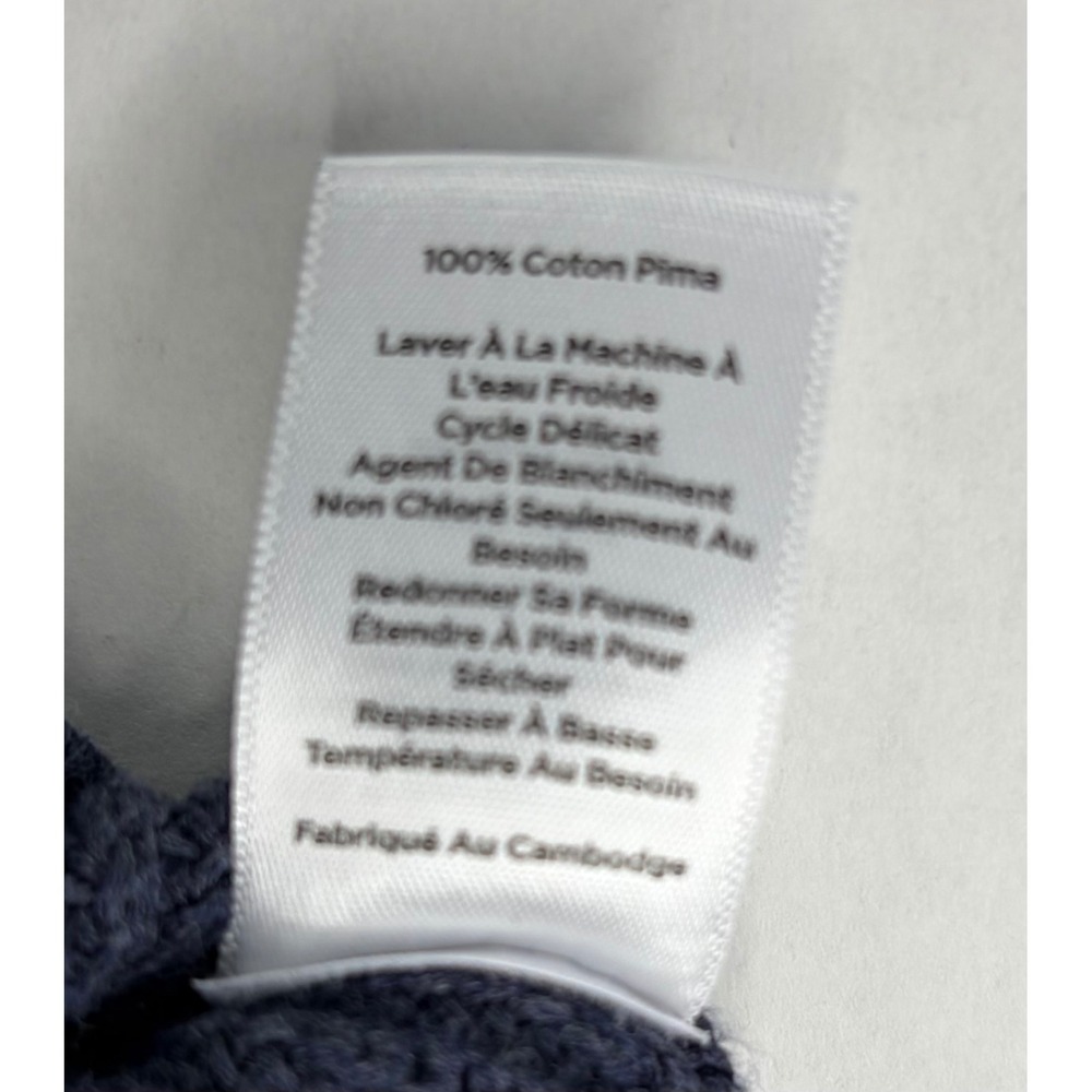 Talbots Petite LP Pima Cotton Cardigan Sweater Navy Blue Light Blue Button Front - Picture 5 of 10